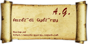 Aszódi György névjegykártya
